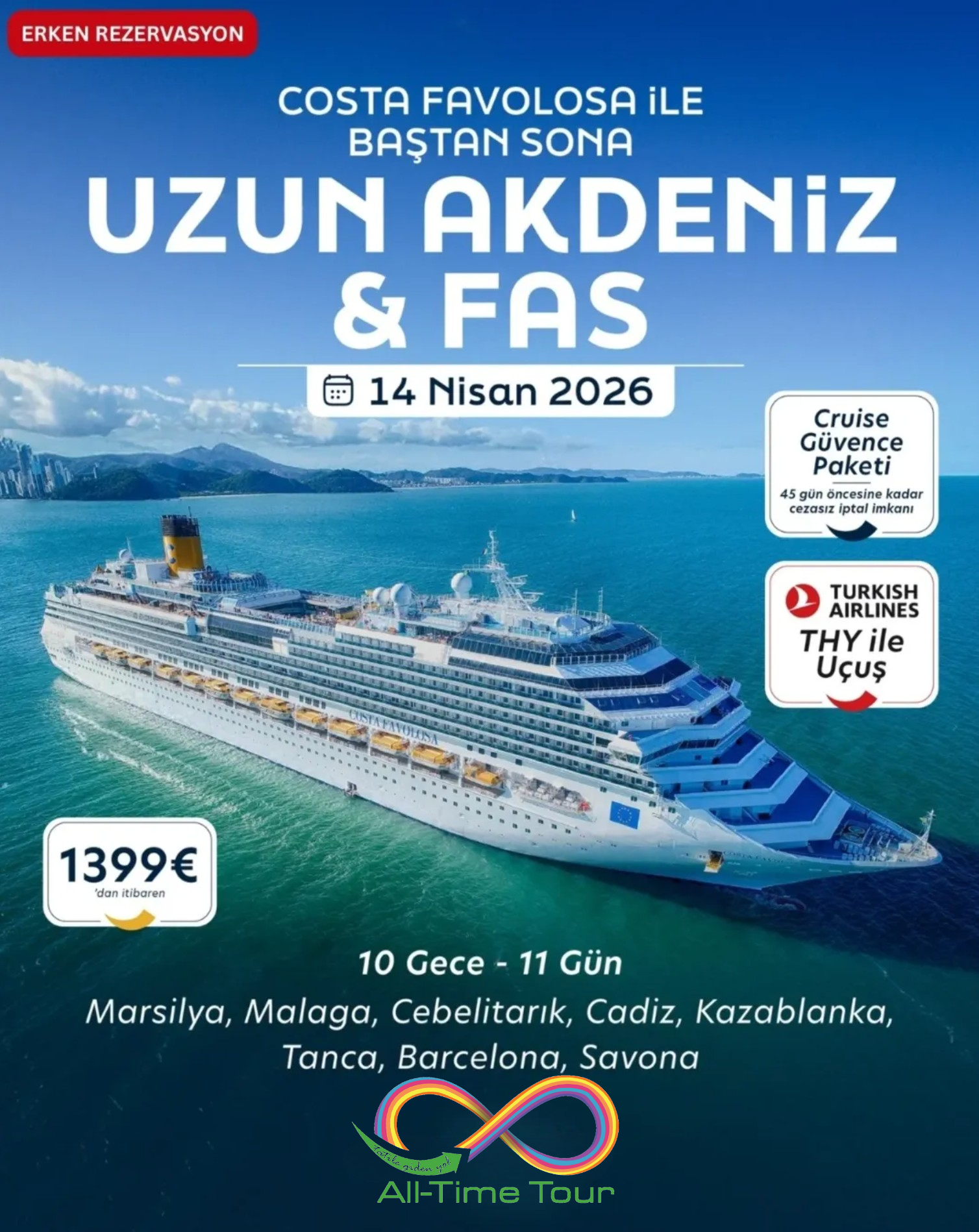 Uzun Akdeniz & Fas (COSTA Favolosa) | All-Time Tour 2026 cruise
